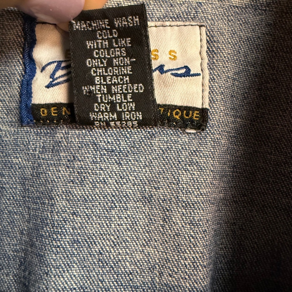 Vintage Express Bleus Denim Jacket Womens Large Full Zip Medium Wash 100% Cotton - Picture 8 of 8